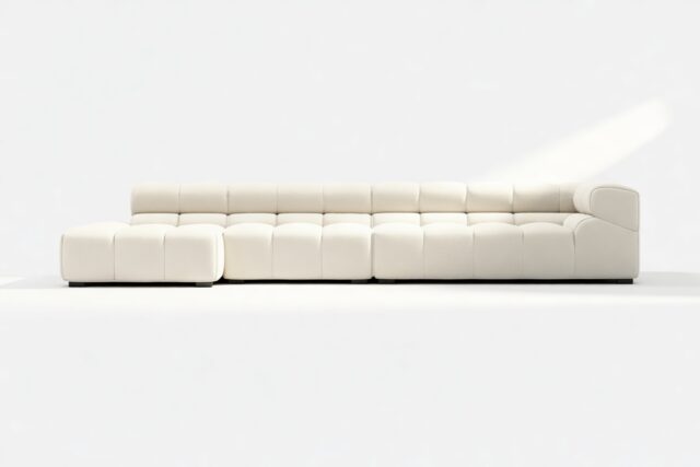 The Tufty – Eggshell Boucle, Sectional Large Chaise (Left)