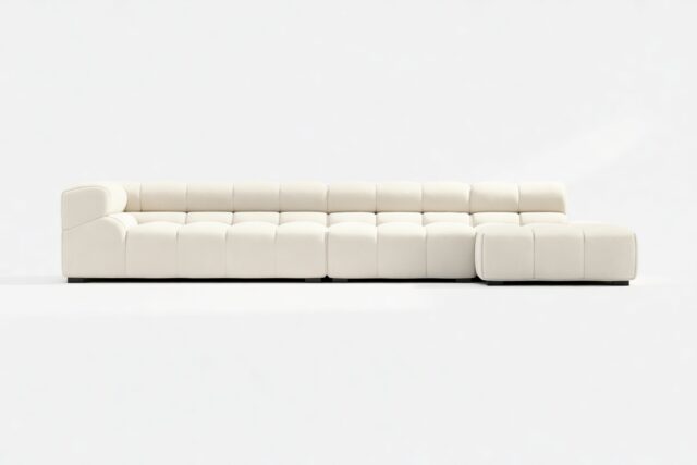 The Tufty – Eggshell Boucle, Sectional Large Chaise (Right)