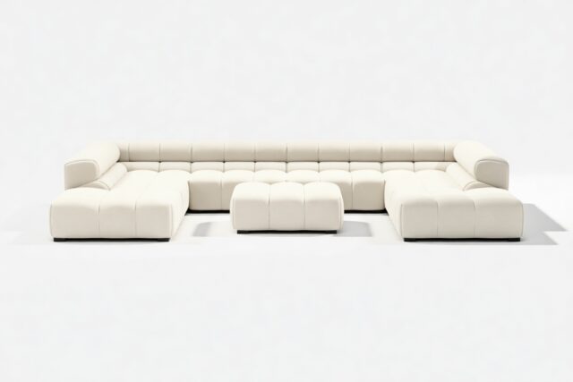The Tufty – Eggshell Boucle, U Shape – Sectional