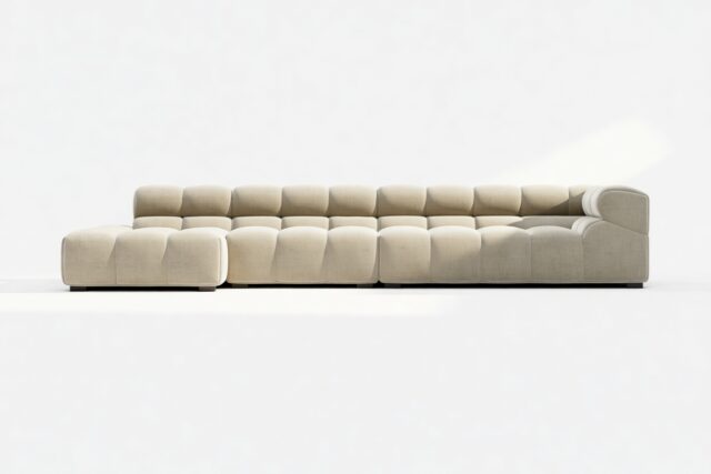The Tufty – Beige Gray Chenille, Sectional Large Chaise (Left)