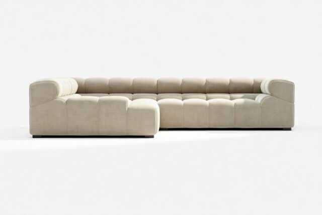 The Tufty – Beige Gray Chenille, Corner (Left) – Sectional