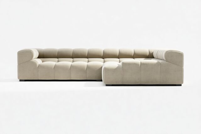 The Tufty – Beige Gray Chenille, Corner (Right) – Sectional