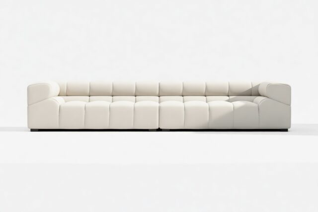 The Tufty – Oatmeal Brushed Weave, Extra Large Sofa – Sectional