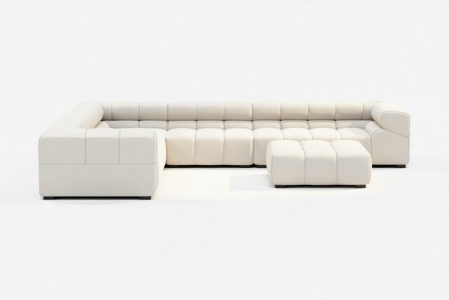 The Tufty – Oatmeal Brushed Weave, Large Corner (Left) – Sectional