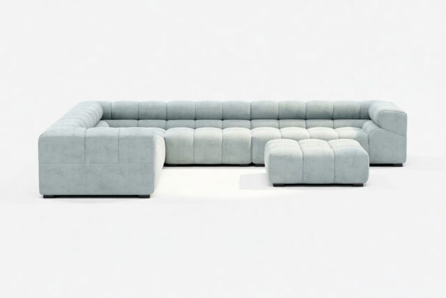 The Tufty – Cerulean Chenille, Large Corner (Left) – Sectional