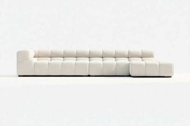 The Tufty – Oatmeal Brushed Weave, Sectional Large Chaise (Right)