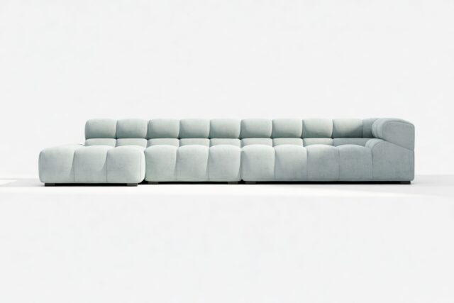 The Tufty – Cerulean Chenille, Sectional Large Chaise (Left)