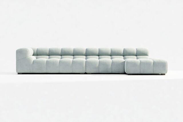 The Tufty – Cerulean Chenille, Sectional Large Chaise (Right)