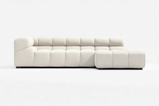 The Tufty – Oatmeal Brushed Weave, Small L (Right) – Sectional