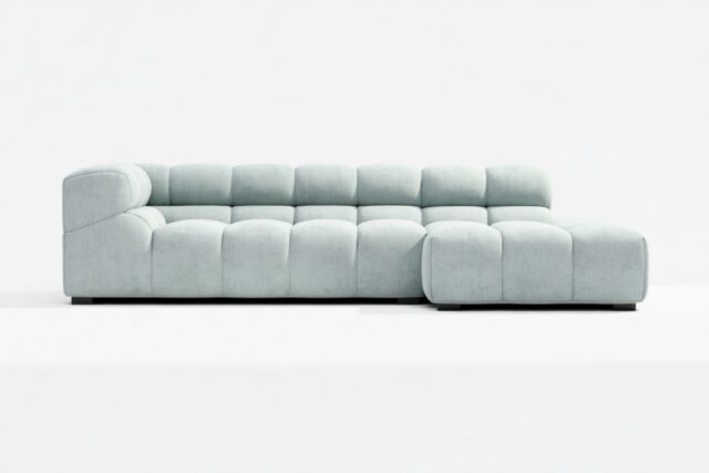 The Tufty – Cerulean Chenille, Small L (Right) – Sectional