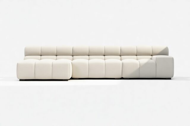 The Tufty – Oatmeal Brushed Weave, Small Chaise (Left) – Sectional