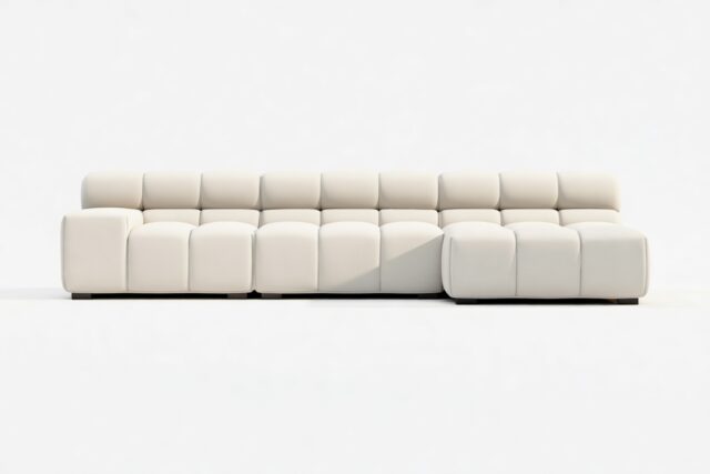 The Tufty – Oatmeal Brushed Weave, Small Chaise (Right) – Sectional