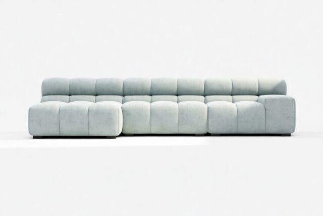 The Tufty – Cerulean Chenille, Small Chaise (Left) – Sectional