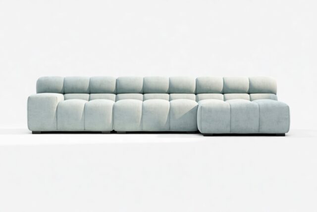 The Tufty – Cerulean Chenille, Small Chaise (Right) – Sectional