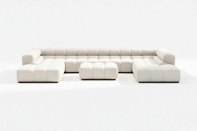 The Tufty – Oatmeal Brushed Weave, U Shape – Sectional