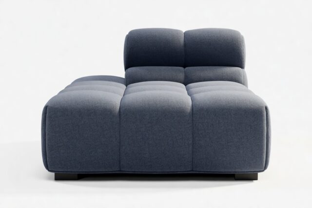 The Tufty – Royal Blue Wool, Armless Chaise (Left)