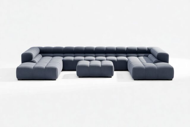 The Tufty – Royal Blue Wool, U Shape – Sectional