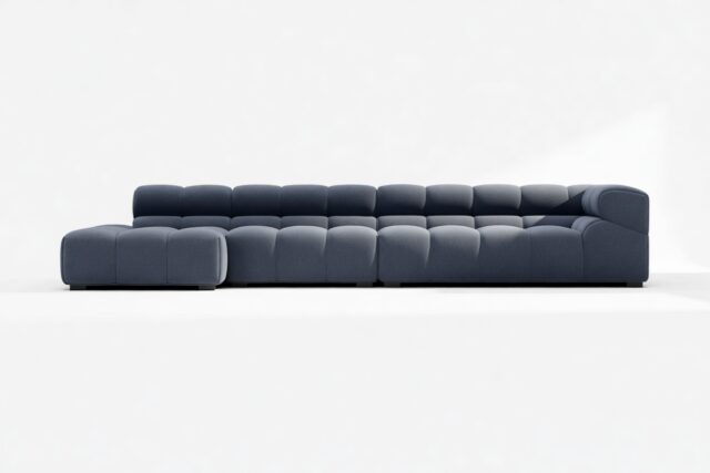 The Tufty – Royal Blue Wool, Sectional Large Chaise (Left)