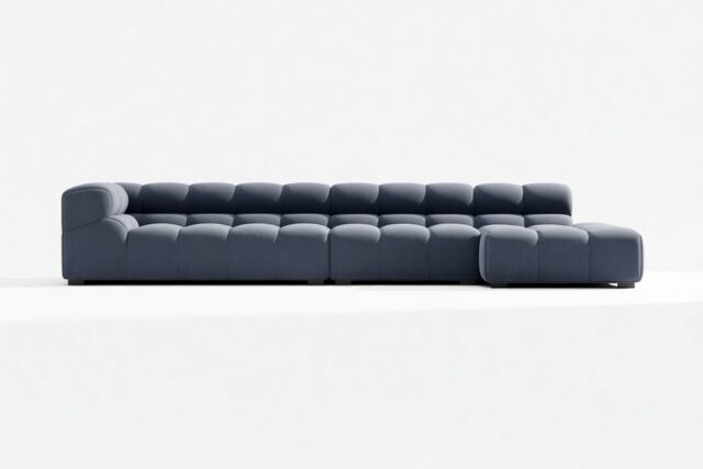 The Tufty – Royal Blue Wool, Sectional Large Chaise (Right)