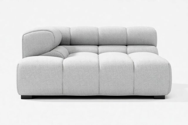 The Tufty – Light Gray Wool, Deep Corner Half (Left)
