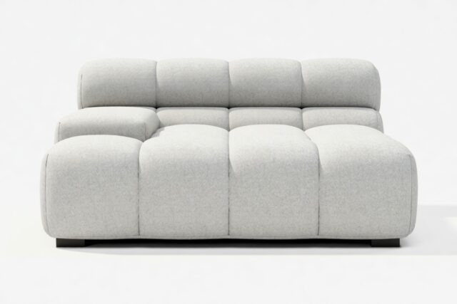The Tufty – Light Gray Wool, Deep Large Armrest (Left)