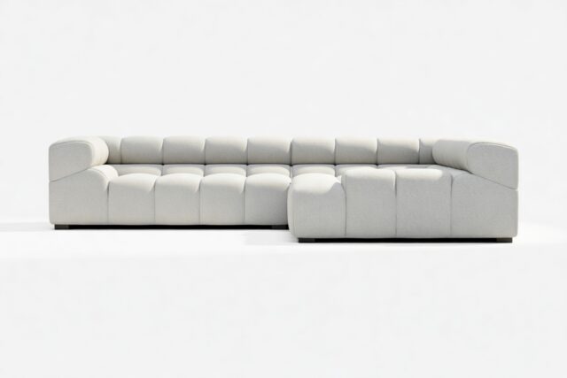The Tufty – Light Gray Wool, Corner (Right) – Sectional