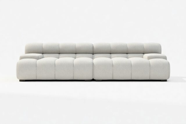 The Tufty – Light Gray Wool, Extra Deep Sofa – Sectional