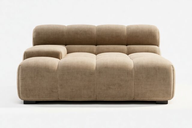 The Tufty – Cappuccino Brown Chenille, Deep Large Armrest (Left)