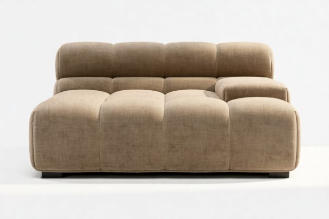 The Tufty – Cappuccino Brown Chenille, Deep Large Armrest (Right)