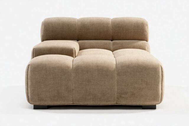 The Tufty – Cappuccino Brown Chenille, Deep Armrest (Left)