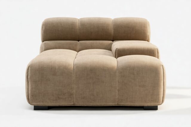 The Tufty – Cappuccino Brown Chenille, Deep Armrest (Right)