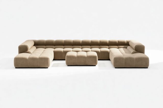 The Tufty – Cappuccino Brown Chenille, U Shape – Sectional