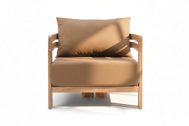 The Prestigio – Natural Teak with Mocha Cushions, Lounge Chair