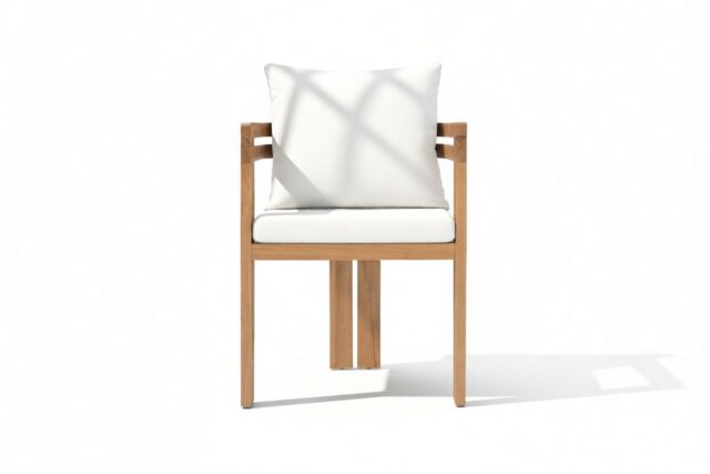 The Prestigio – Natural Teak with White Cushions, Dining Chair