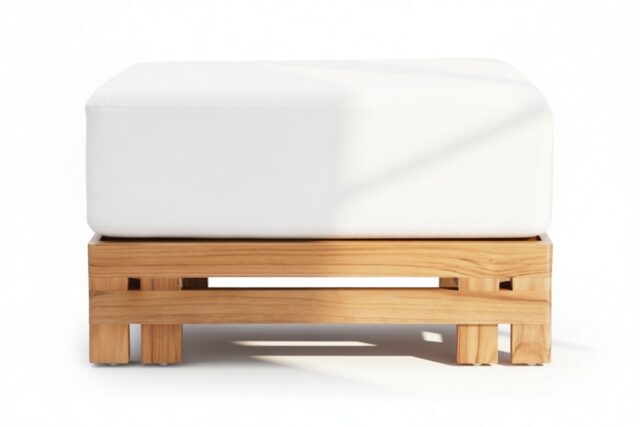 The Prestigio – Natural Teak with White Cushions, Ottoman