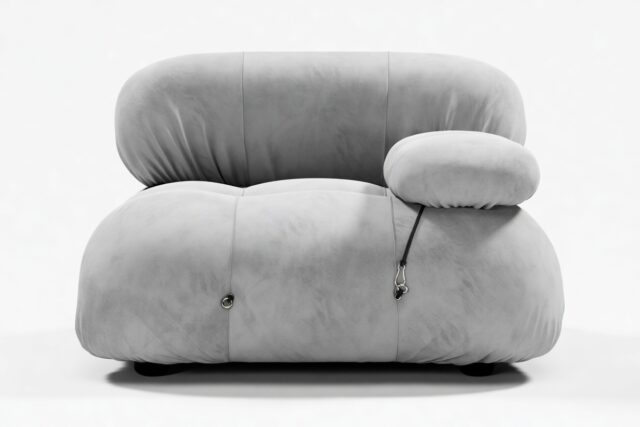 The Bellini – Light Gray Velvet, Right Arm