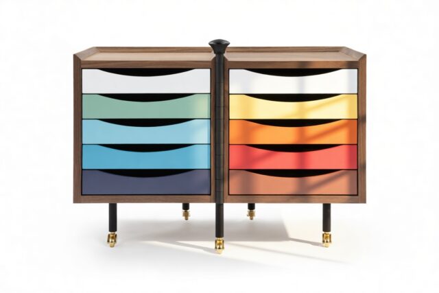 The Finn Juhl – Blue and Yellow, Double Drawers